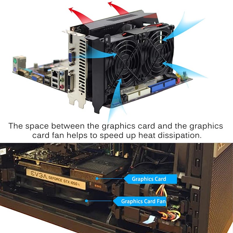 GDSTIME Graphic Card Fans, Graphics Card Cooler, Video Card Fan, PCI Slot Dual 90mm 92mm Fans, VGA Cooler - Image 4